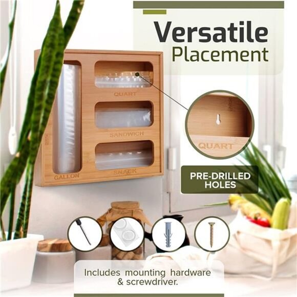 Bamboo Ziplock Bag Storage Organizer - Wooden Containers - Picture 3 of 6